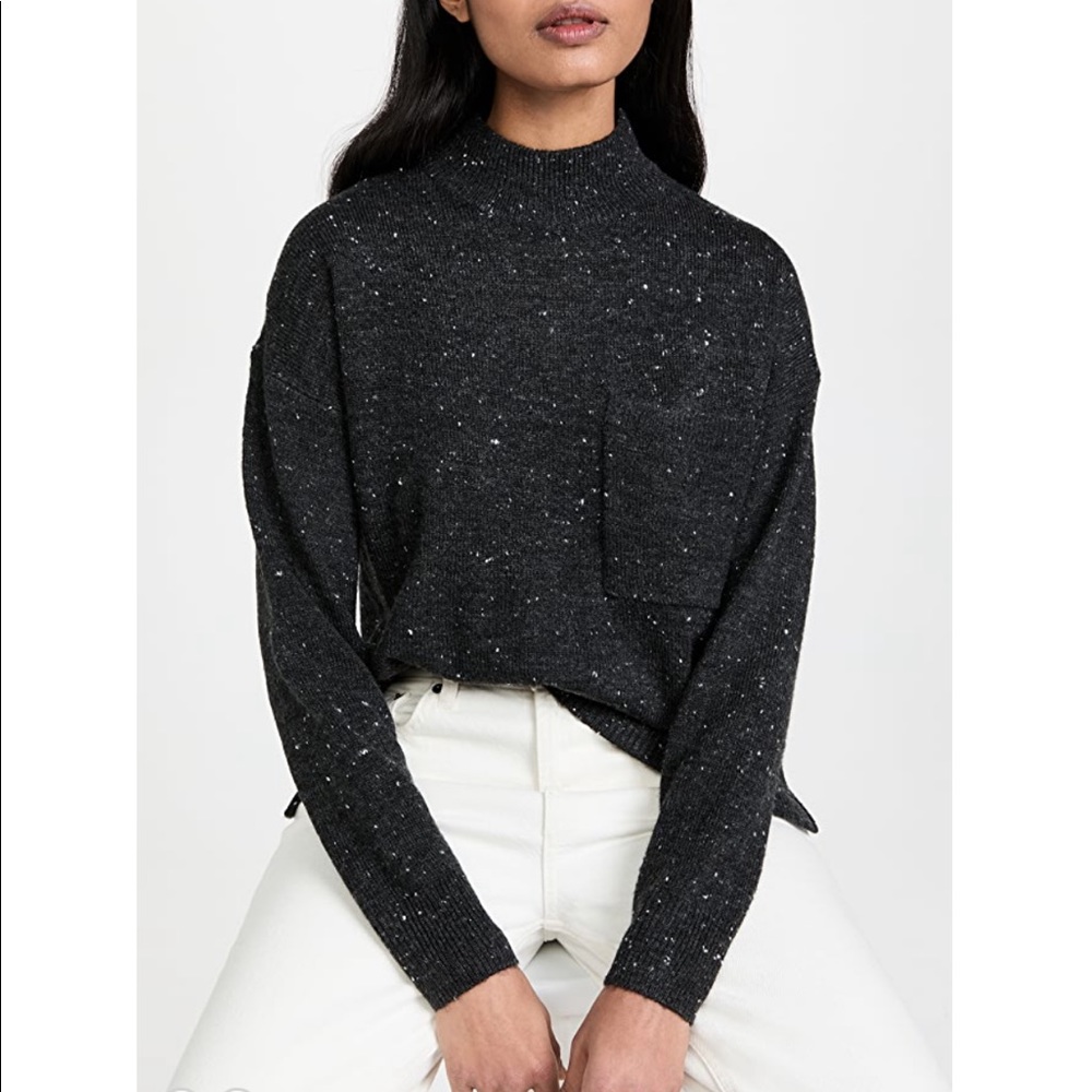 Madewell Mock Neck Wool Blend Sweater Heather Gray Women’s XS